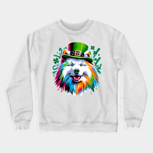 Samoyed Dog Celebrates Saint Patrick's Day Festively Crewneck Sweatshirt